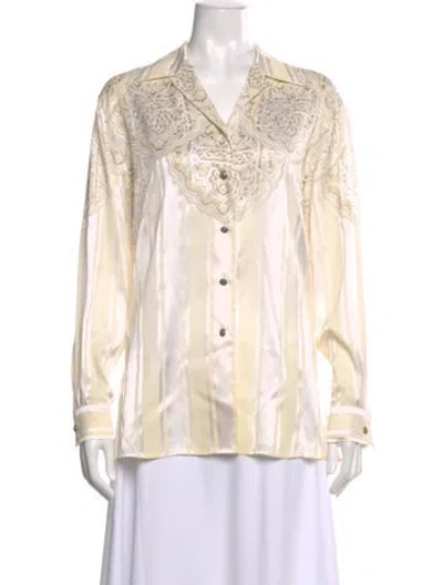 Pre-owned Escada Silk Striped Blouse In Neutral