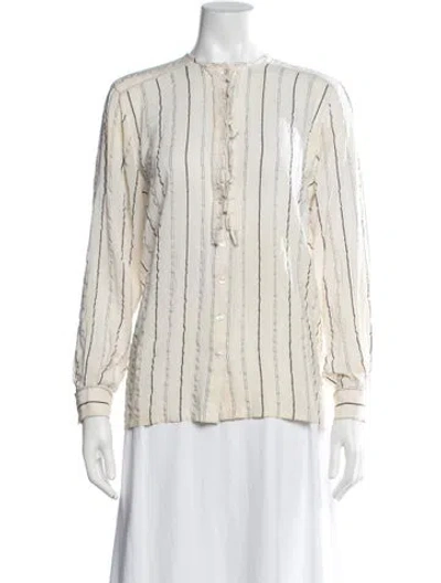 Pre-owned Escada Silk Striped Blouse In Neutrals
