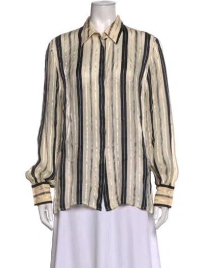Pre-owned Escada Silk Striped Blouse In Neutrals