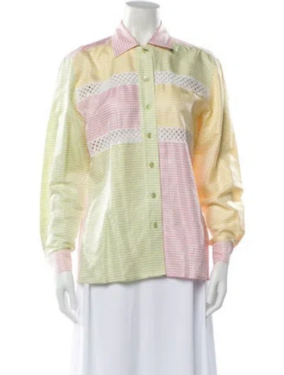 Pre-owned Escada Silk Striped Blouse In Pink