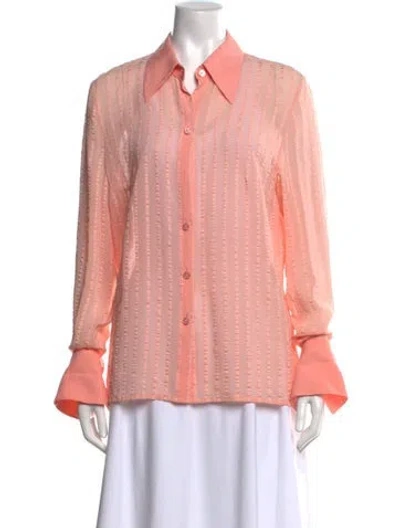 Pre-owned Escada Silk Striped Blouse In Pink