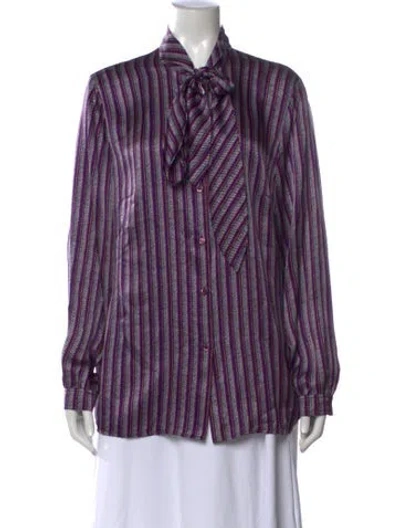 Pre-owned Escada Silk Striped Blouse In Purple
