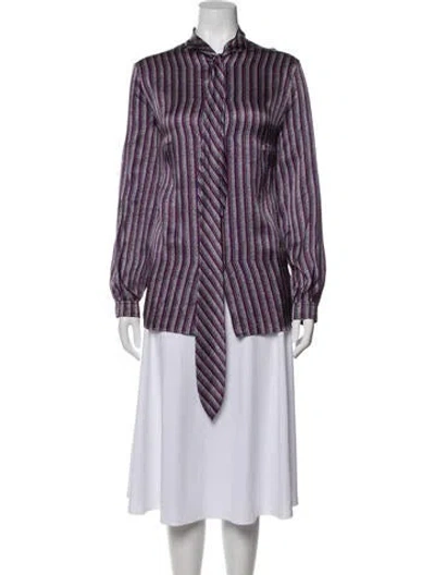 Pre-owned Escada Silk Striped Blouse In Purple