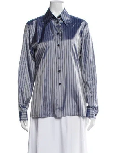 Pre-owned Escada Silk Striped Button-up Top In Multi
