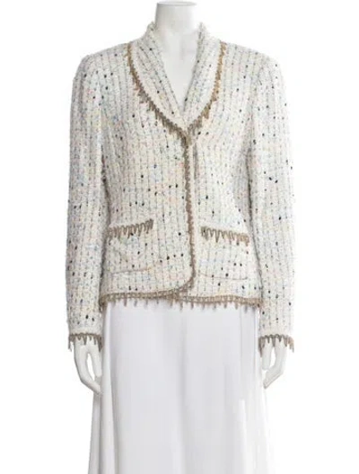 Pre-owned Escada Silk Striped Evening Jacket In Neutral