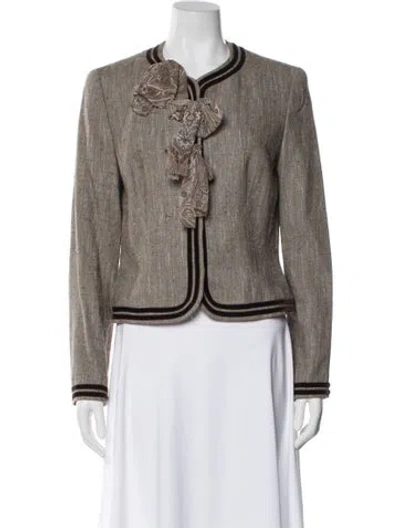 Pre-owned Escada Silk Striped Jacket In Gray