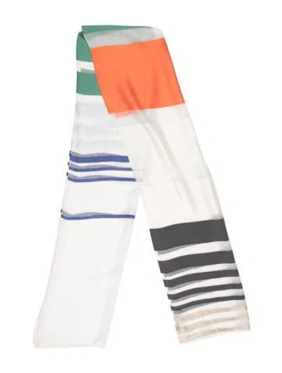 Pre-owned Escada Silk Striped Scarf In Orange