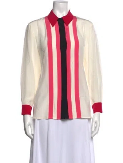 Pre-owned Escada Silk Striped Top In Neutral
