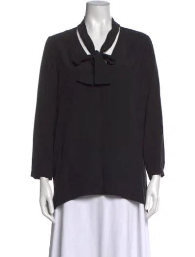 Pre-owned Escada Silk Tie Neck Blouse In Black