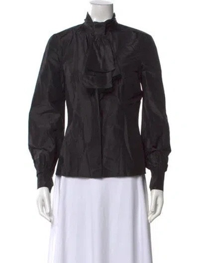 Pre-owned Escada Silk Tie Neck Blouse In Black