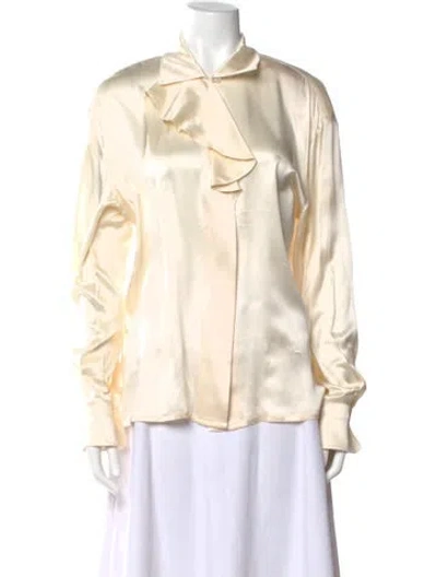 Pre-owned Escada Silk Tie Neck Blouse In Neutral