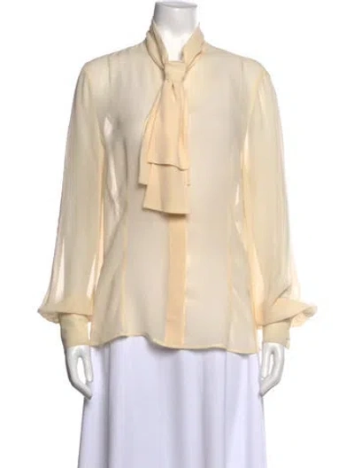 Pre-owned Escada Silk Tie Neck Blouse In Neutral