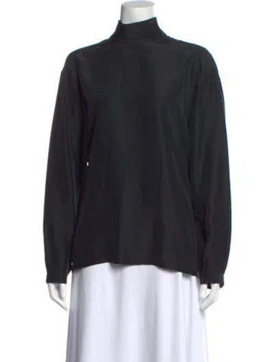 Pre-owned Escada Silk Turtleneck Top In Black