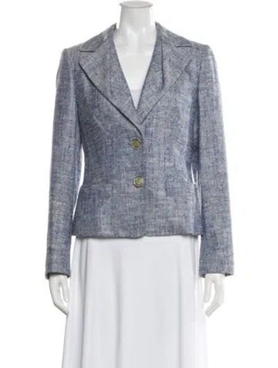 Pre-owned Escada Silk Tweed Pattern Blazer In Blue