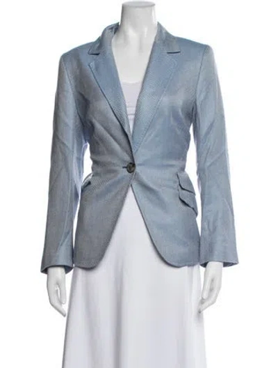 Pre-owned Escada Silk Tweed Pattern Blazer In Blue