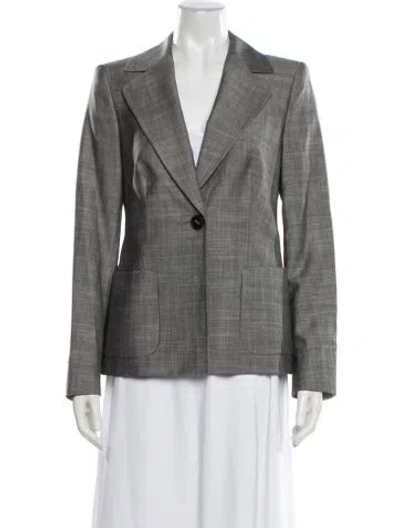 Pre-owned Escada Silk Tweed Pattern Blazer In Gray