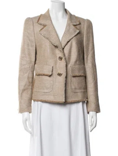 Pre-owned Escada Silk Tweed Pattern Blazer In Neutrals