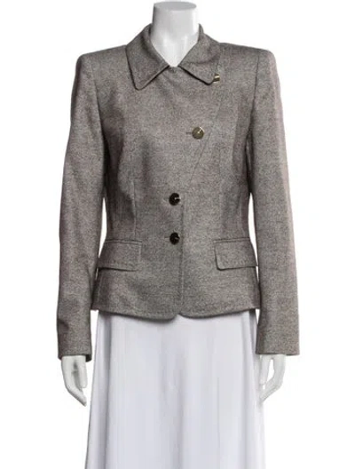 Pre-owned Escada Silk Tweed Pattern Blazer In Silver