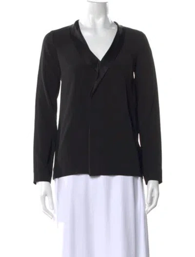 Pre-owned Escada Silk V-neck Blouse In Black