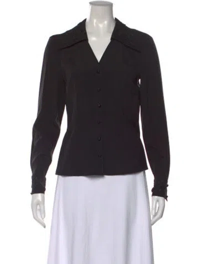 Pre-owned Escada Silk V-neck Blouse In Black