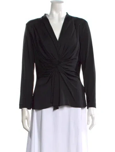 Pre-owned Escada Silk V-neck Blouse In Black