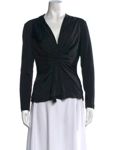 Pre-owned Escada Silk V-neck Blouse In Black