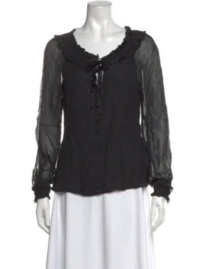Pre-owned Escada Silk V-neck Blouse In Black