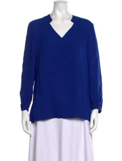 Pre-owned Escada Silk V-neck Blouse In Blue