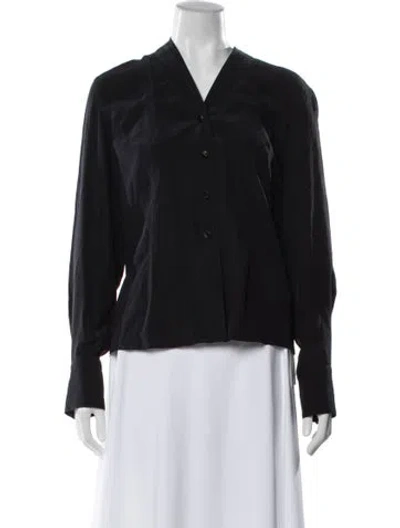 Pre-owned Escada Silk V-neck Blouse In Blue