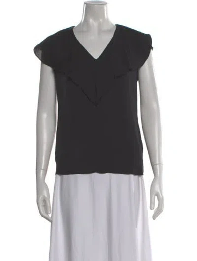 Pre-owned Escada Silk V-neck Blouse In Gray