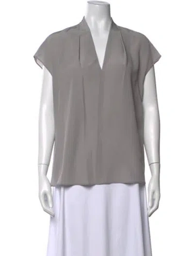 Pre-owned Escada Silk V-neck Blouse In Gray