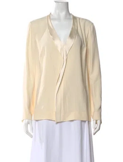 Pre-owned Escada Silk V-neck Blouse In Neutral