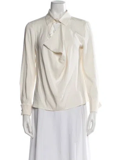 Pre-owned Escada Silk V-neck Blouse In Neutral