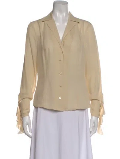 Pre-owned Escada Silk V-neck Blouse In Neutral