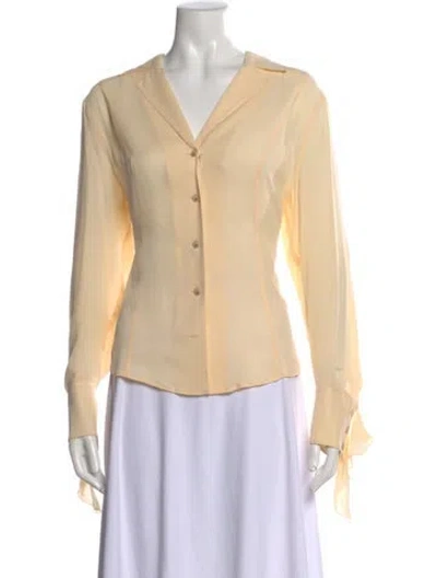 Pre-owned Escada Silk V-neck Blouse In Neutral