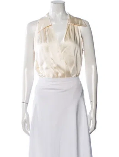 Pre-owned Escada Silk V-neck Blouse In Neutral
