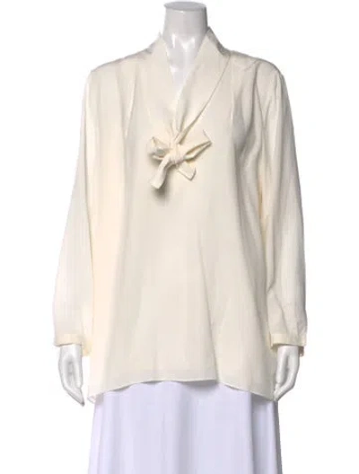 Pre-owned Escada Silk V-neck Blouse In Neutral