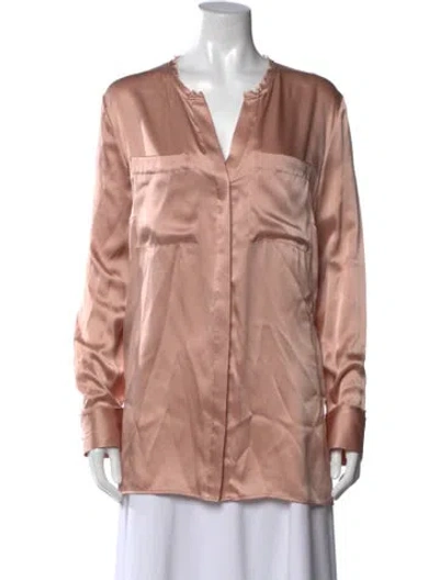 Pre-owned Escada Silk V-neck Blouse In Neutral