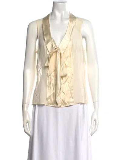 Pre-owned Escada Silk V-neck Blouse In Neutral