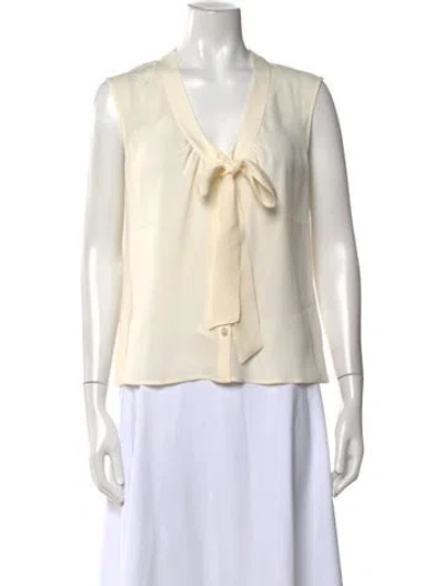 Pre-owned Escada Silk V-neck Blouse In Neutral