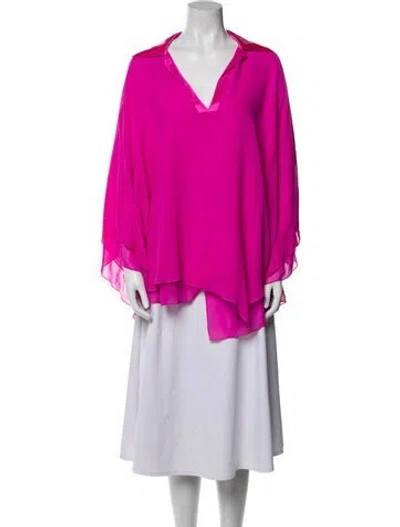 Pre-owned Escada Silk V-neck Blouse In Pink