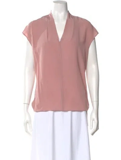 Pre-owned Escada Silk V-neck Blouse In Pink