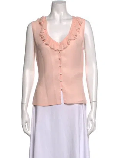 Pre-owned Escada Silk V-neck Blouse In Pink