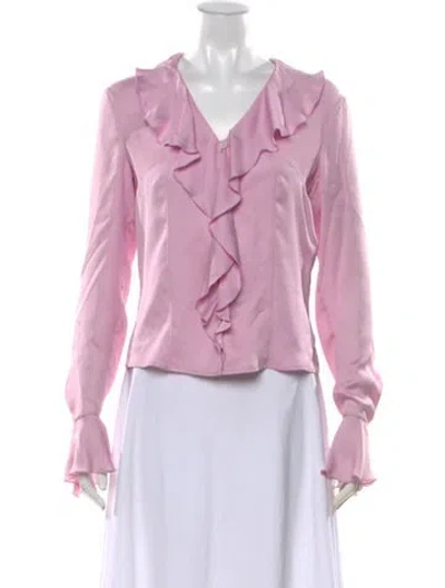 Pre-owned Escada Silk V-neck Blouse In Pink