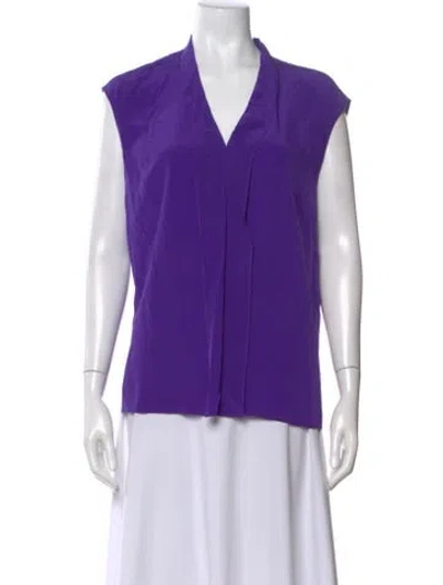 Pre-owned Escada Silk V-neck Blouse In Purple