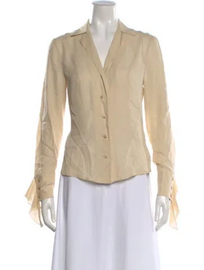 Pre-owned Escada Silk V-neck Blouse W/ Tags In Neutral