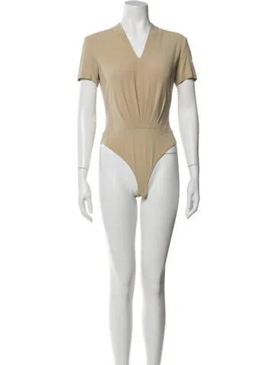 Pre-owned Escada Silk V-neck Bodysuit In Neutral