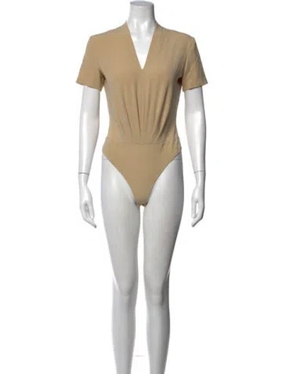 Pre-owned Escada Silk V-neck Bodysuit In Neutral