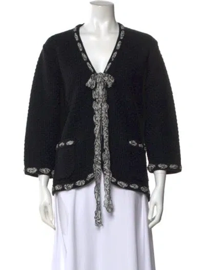 Pre-owned Escada Silk V-neck Sweater In Black