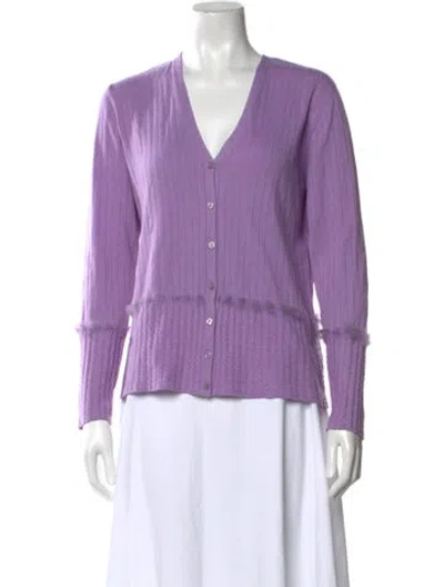 Pre-owned Escada Silk V-neck Sweater In Purple